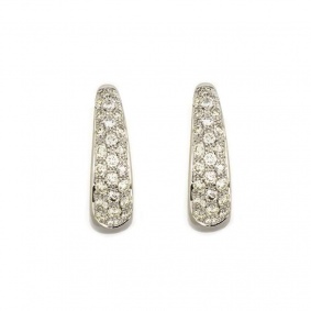 18k White Gold Diamond Set Hoop Earrings